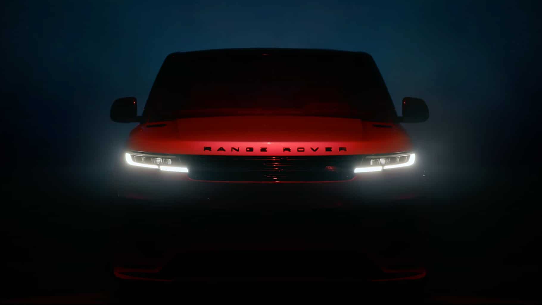 Car with LED headlights on black background