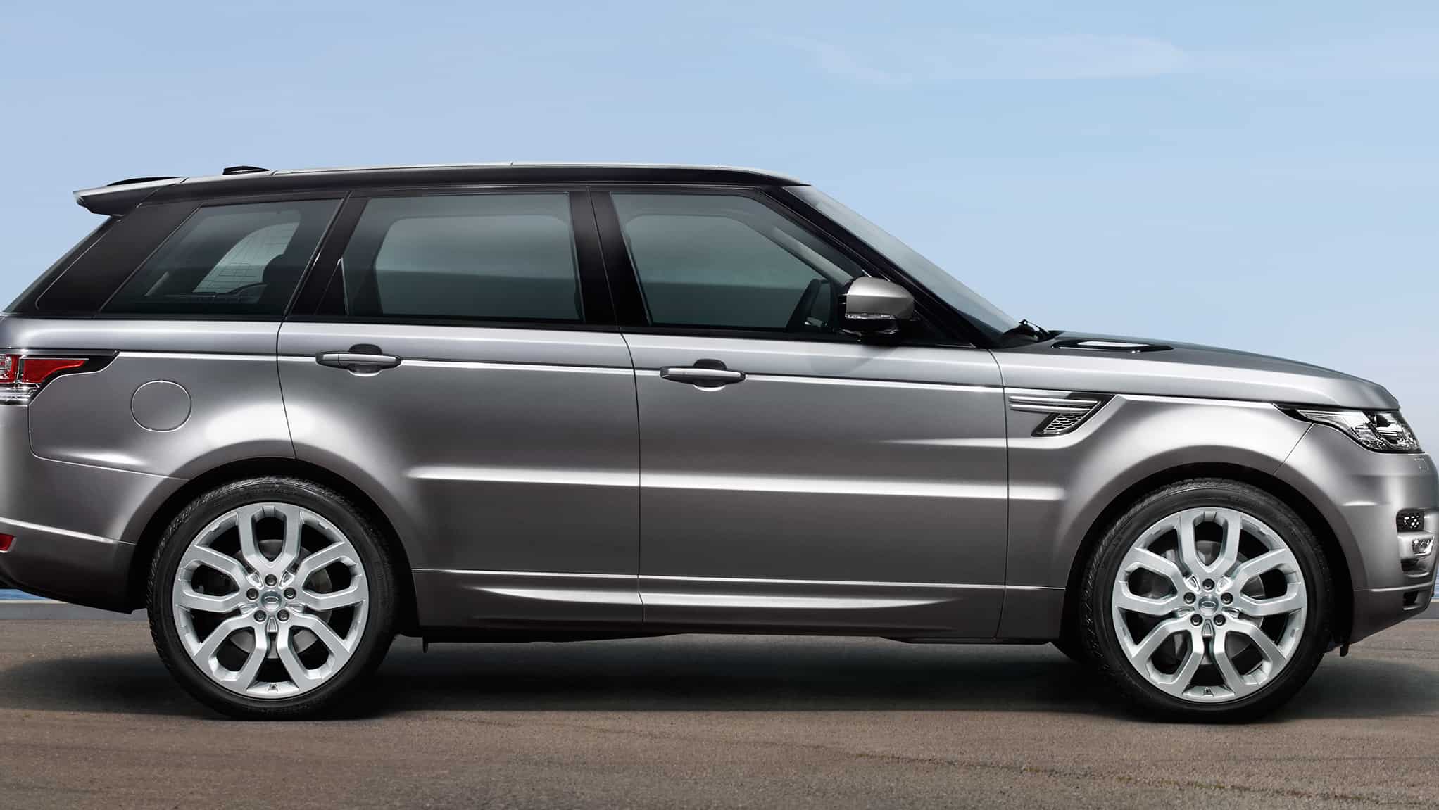 Parked Range Rover At river side road